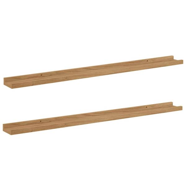 Grote foto vidaxl wandplank met plank 2 pcs bruin 100 x 9 x 3 cm bewerkt hout huis en inrichting woningdecoratie