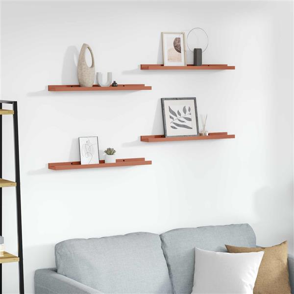 Grote foto vidaxl wandplank met plank 4 pcs rood 60 x 9 x 3 cm bewerkt hout huis en inrichting woningdecoratie