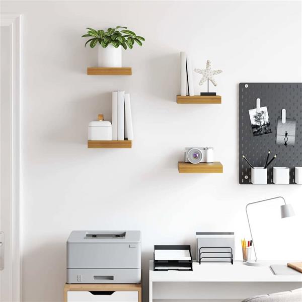 Grote foto vidaxl wandplank met opslag 4 pcs beige 23 x 23 5 x 4 cm bewerkt hout huis en inrichting woningdecoratie
