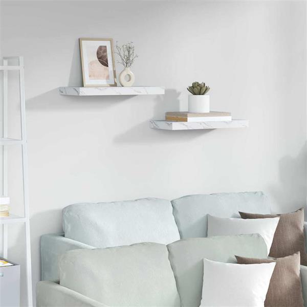 Grote foto vidaxl wandplank 2 pcs wit marmer 50 x 23 5 x 4 cm bewerkt hout huis en inrichting woningdecoratie