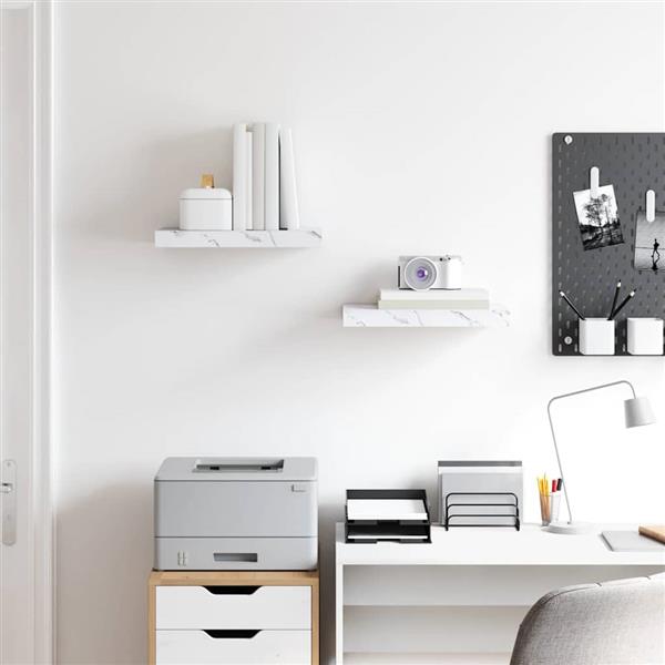 Grote foto vidaxl wandplank 2 pcs wit marmer 40 x 23 5 x 4 cm bewerkt hout huis en inrichting woningdecoratie