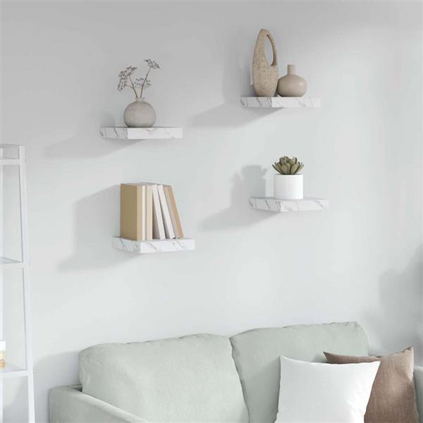 Grote foto vidaxl wandplank 4 pcs wit marmer 23 x 23 5 x 4 cm bewerkt hout huis en inrichting woningdecoratie