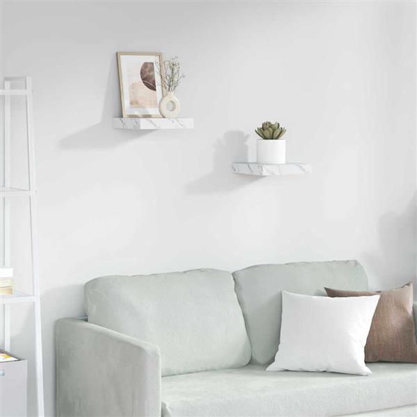 Grote foto vidaxl wandplank 2 pcs wit marmer 23 x 23 5 x 4 cm bewerkt hout huis en inrichting woningdecoratie