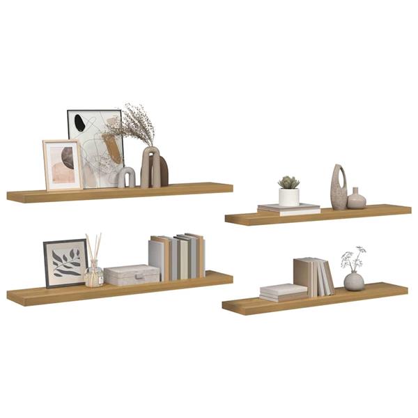 Grote foto vidaxl wandplank met opslag 4 pcs bruin 120 x 23 5 x 4 cm bewerkt hout huis en inrichting woningdecoratie