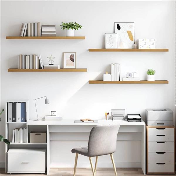 Grote foto vidaxl wandplank met opslag 4 pcs bruin 120 x 23 5 x 4 cm bewerkt hout huis en inrichting woningdecoratie