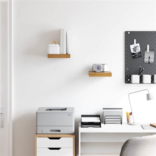 Grote foto vidaxl wandplank met opslag 2 pcs bruin 23 x 23 5 x 4 cm bewerkt hout huis en inrichting woningdecoratie