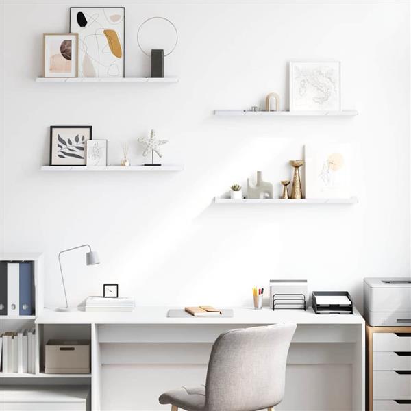 Grote foto vidaxl wandplank met plank 4 pcs wit marmer 80 x 9 x 3 cm bewerkt hout huis en inrichting woningdecoratie