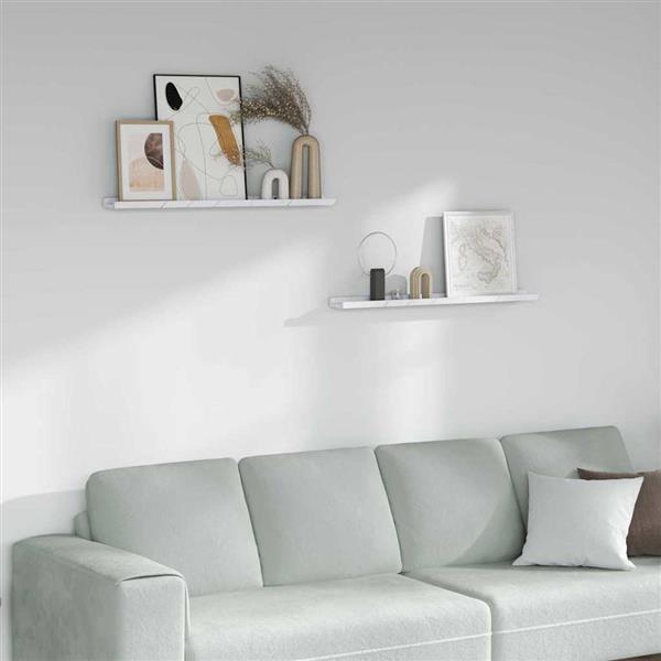 Grote foto vidaxl wandplank met plank 2 pcs wit marmer 80 x 9 x 3 cm bewerkt hout huis en inrichting woningdecoratie