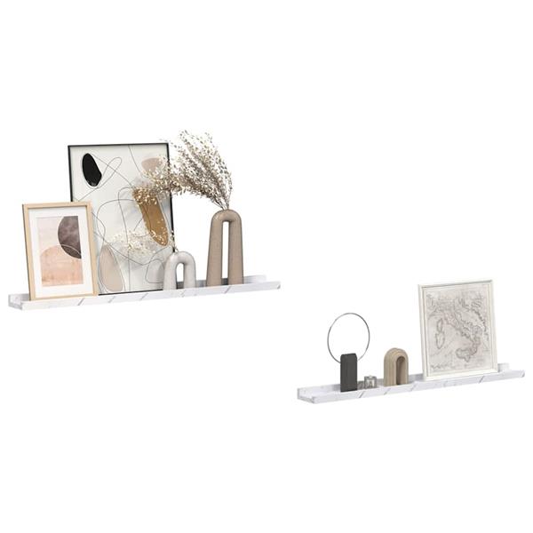 Grote foto vidaxl wandplank met plank 2 pcs wit marmer 80 x 9 x 3 cm bewerkt hout huis en inrichting woningdecoratie