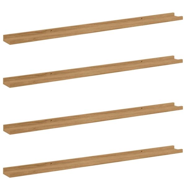 Grote foto vidaxl wandplank met plank 4 pcs bruin 115 x 9 x 3 cm bewerkt hout huis en inrichting woningdecoratie