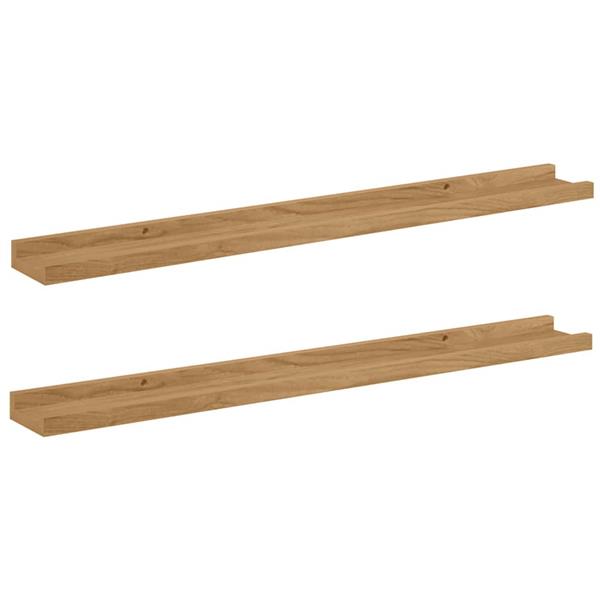 Grote foto vidaxl wandplank met plank 2 pcs bruin 80 x 9 x 3 cm bewerkt hout huis en inrichting woningdecoratie