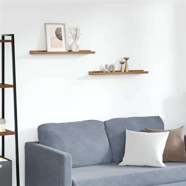 Grote foto vidaxl wandplank met plank 2 pcs bruin 60 x 9 x 3 cm bewerkt hout huis en inrichting woningdecoratie