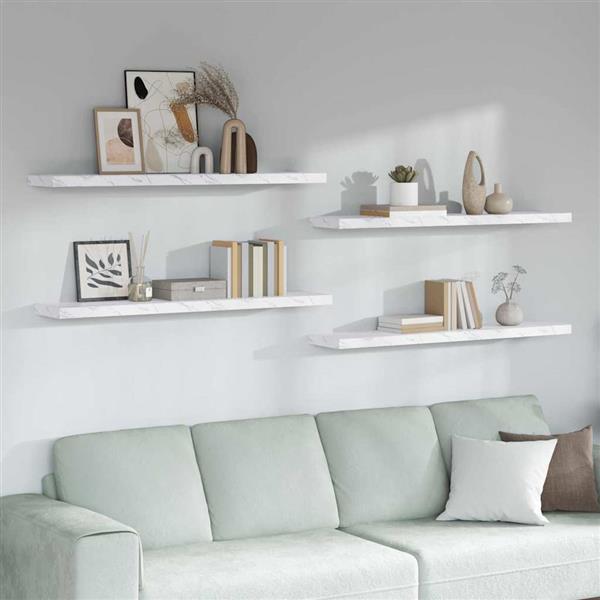 Grote foto vidaxl wandplank 4 pcs wit marmer 120 x 23 5 x 4 cm bewerkt hout huis en inrichting woningdecoratie