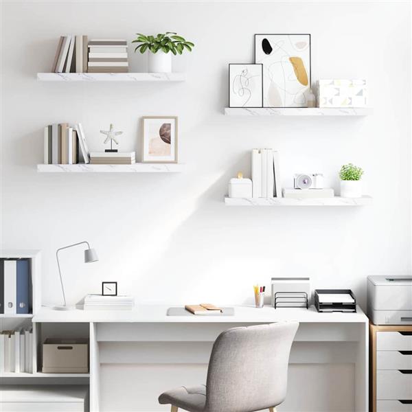 Grote foto vidaxl wandplank 4 pcs wit marmer 90 x 23 5 x 4 cm bewerkt hout huis en inrichting woningdecoratie