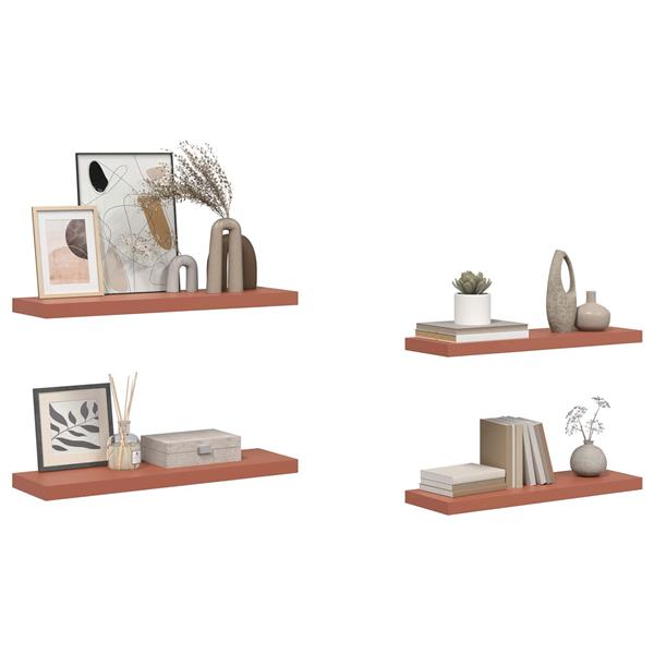 Grote foto vidaxl wandplank met opslag 4 pcs rood 80 x 23 5 x 4 cm bewerkt hout huis en inrichting woningdecoratie