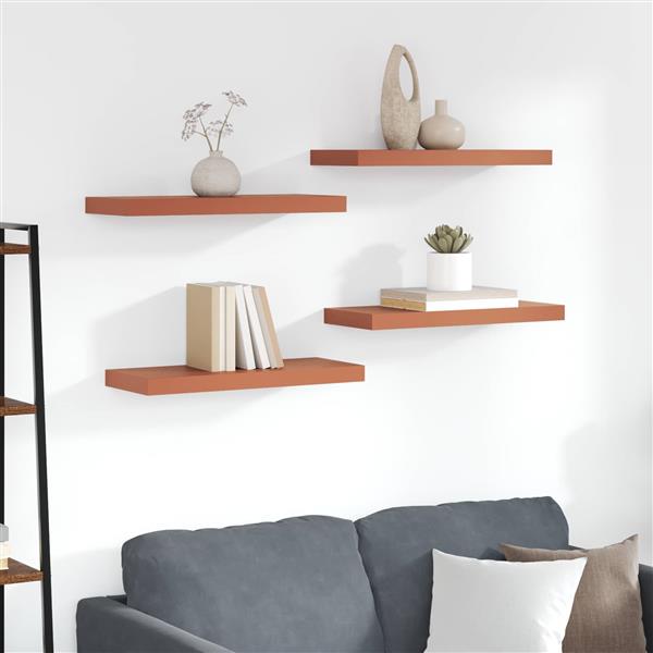 Grote foto vidaxl wandplank wandgemonteerd 4 pcs rood 50 x 23 x 4 cm bewerkt hout huis en inrichting woningdecoratie