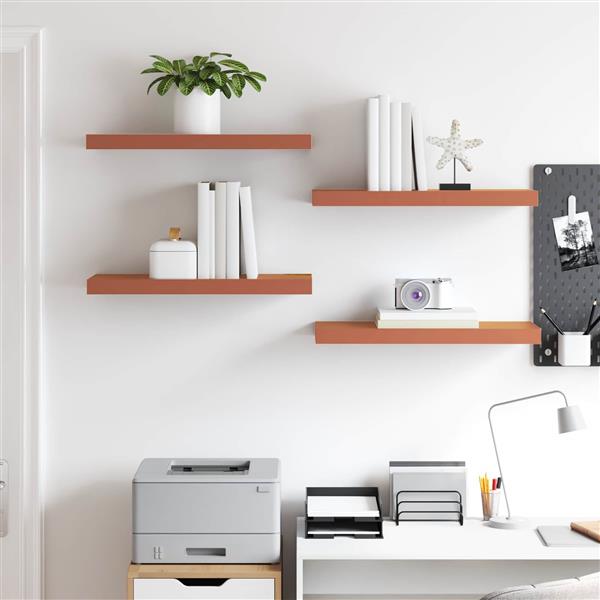 Grote foto vidaxl wandplank wandgemonteerd 4 pcs rood 50 x 23 x 4 cm bewerkt hout huis en inrichting woningdecoratie