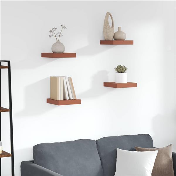 Grote foto vidaxl wandplank met opslag 4 pcs rood 23 x 23 5 x 4 cm bewerkt hout huis en inrichting woningdecoratie