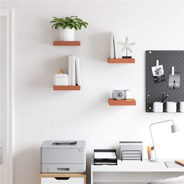 Grote foto vidaxl wandplank met opslag 4 pcs rood 23 x 23 5 x 4 cm bewerkt hout huis en inrichting woningdecoratie