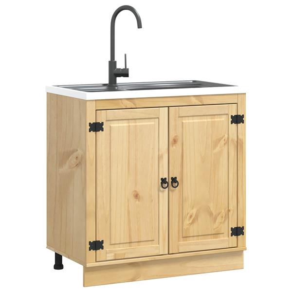 Grote foto vidaxl kast met opslag honing 80 x 46 x 81 5 cm massief grenenhout huis en inrichting keukens