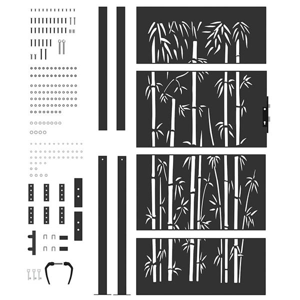 Grote foto vidaxl tuinpoort met slot zwart 85 x 180 cm gepoedercoat staal tuin en terras hekken en schuttingen