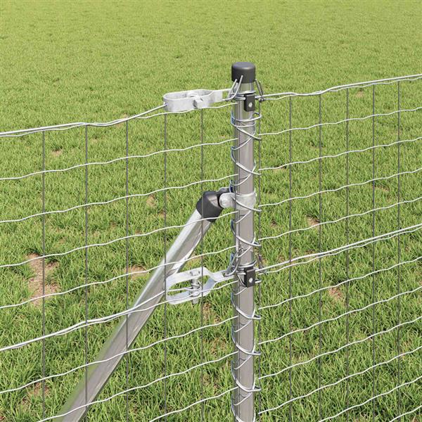 Grote foto vidaxl afrasteringspaal 2 pcs zilver 120 cm poedergecoat staal tuin en terras overige tuin en terras