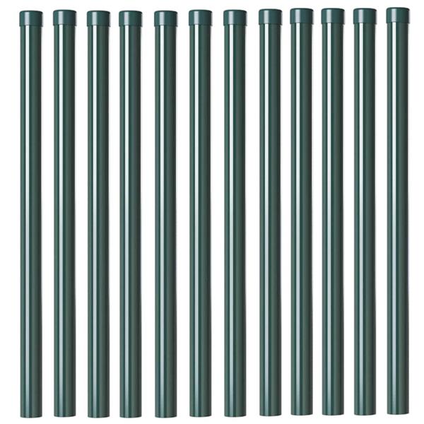 Grote foto vidaxl afrasteringspaal 12 pcs groen 70 cm poedergecoat staal tuin en terras overige tuin en terras
