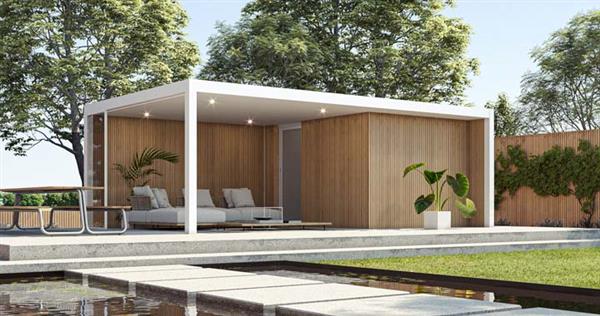 Grote foto strak tuinhuis maluwi aluminium in diverse maten tuin en terras tuinhuisjes en blokhutten