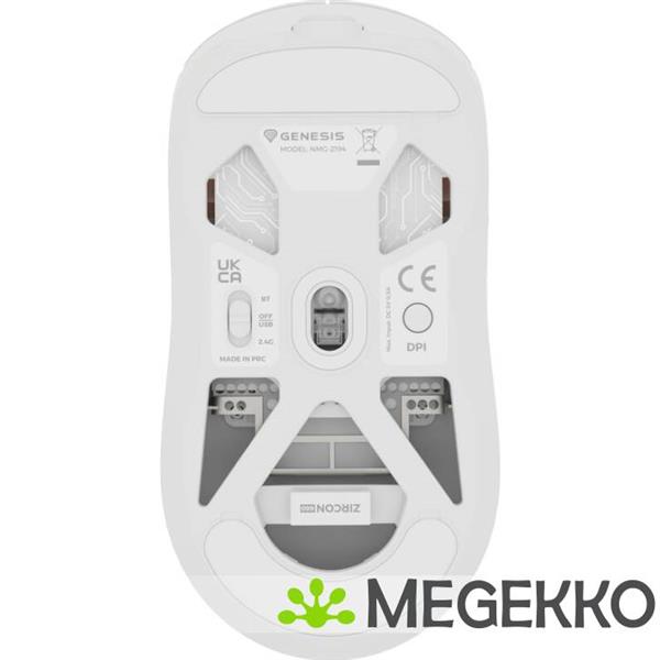 Grote foto genesis nmg 2194 zircon 660 pro gaming muis ambidextrous bluetooth usb type c wit computers en software overige computers en software