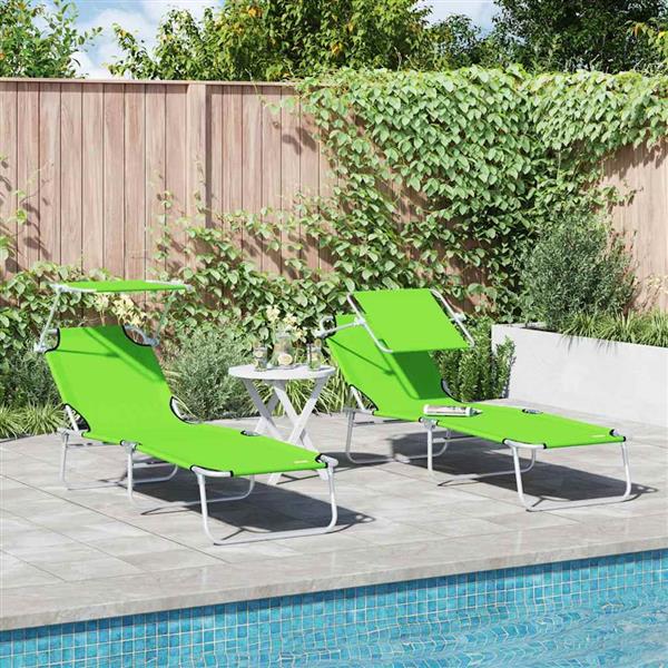 Grote foto vidaxl ligstoel 2 pcs groen 58 x 188 x 77cm polyester tuin en terras tuinmeubelen