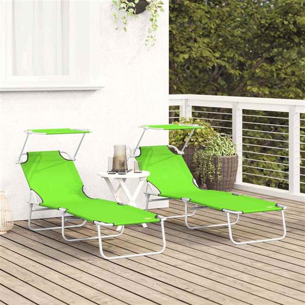 Grote foto vidaxl ligstoel 2 pcs groen 58 x 188 x 77cm polyester tuin en terras tuinmeubelen