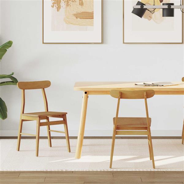 Grote foto vidaxl eetkamerstoel 2 pcs naturel massief rubberhout huis en inrichting stoelen