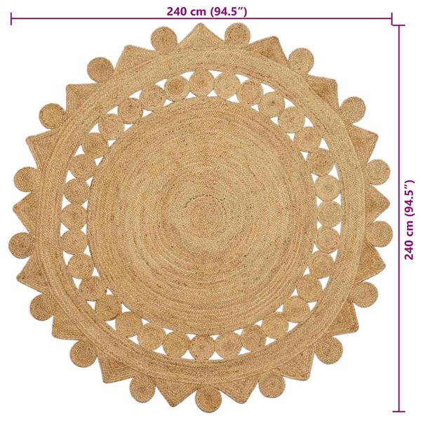 Grote foto vidaxl tapijt bruin 240 cm jute huis en inrichting vloerbedekking en kleden