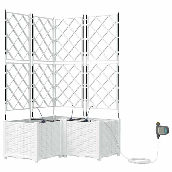 Grote foto vidaxl tuin bloempot 3 pcs wit staal tuin en terras overige tuin en terras