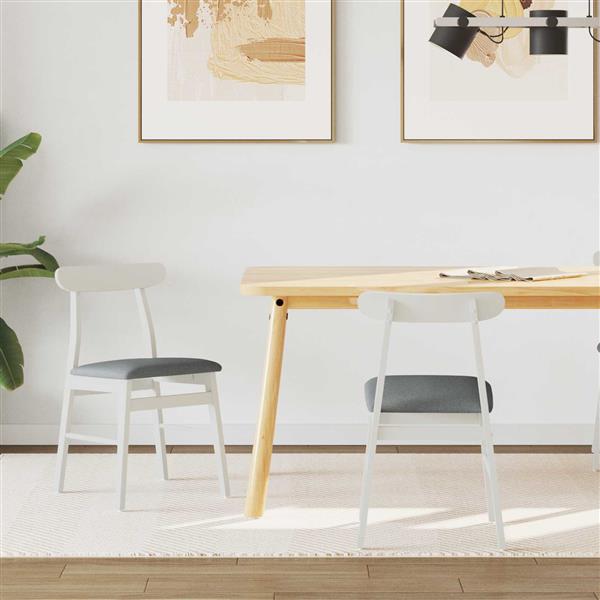 Grote foto vidaxl eetkamerstoel 2 pcs wit en grijs massief rubberhout huis en inrichting stoelen