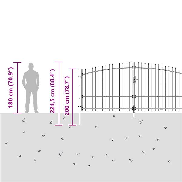 Grote foto vidaxl tuinpoort zwart 100 x 400 cm staal tuin en terras hekken en schuttingen