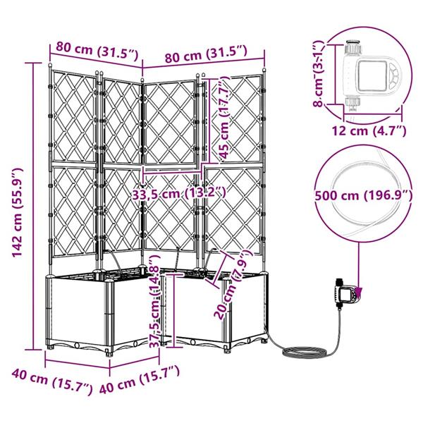 Grote foto vidaxl tuin bloempot 3 pcs wit staal tuin en terras overige tuin en terras