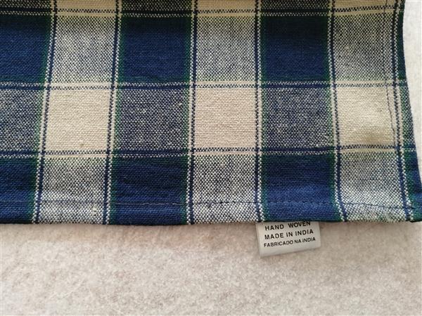 Grote foto 6 handgeweven servetten in naturelkleur met blauw huis en inrichting textiel