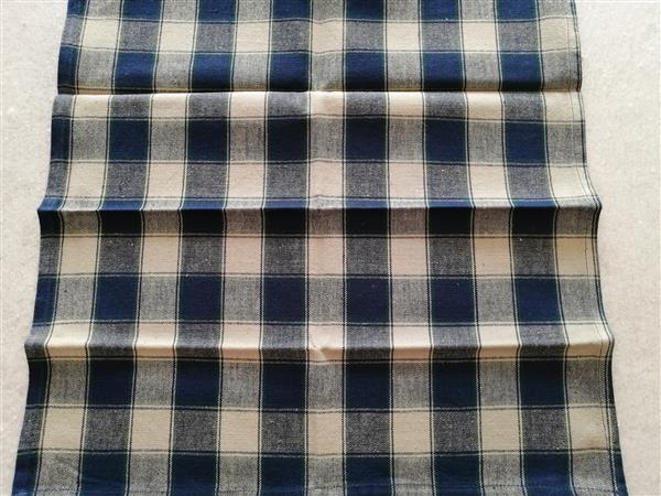 Grote foto 6 handgeweven servetten in naturelkleur met blauw huis en inrichting textiel