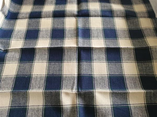 Grote foto 6 handgeweven servetten in naturelkleur met blauw huis en inrichting textiel