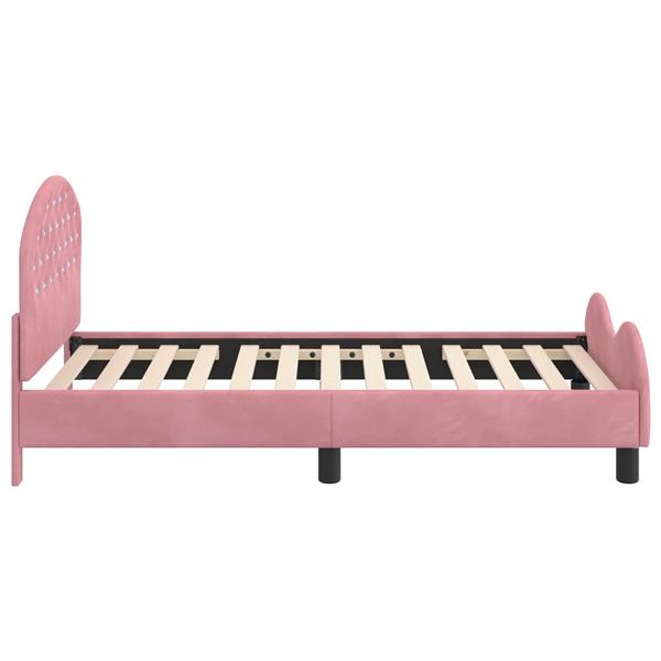 Grote foto vidaxl bedframe voor kinderen met hoofdbord roze 80 x 160 cm fluweel antiek en kunst stoelen en banken