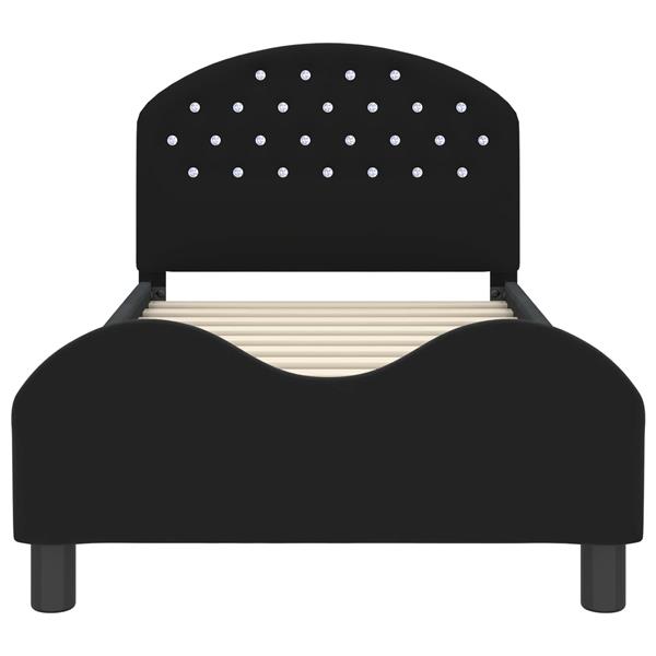 Grote foto vidaxl bedframe voor kinderen met hoofdbord zwart 80 x 160 cm fluweel antiek en kunst stoelen en banken