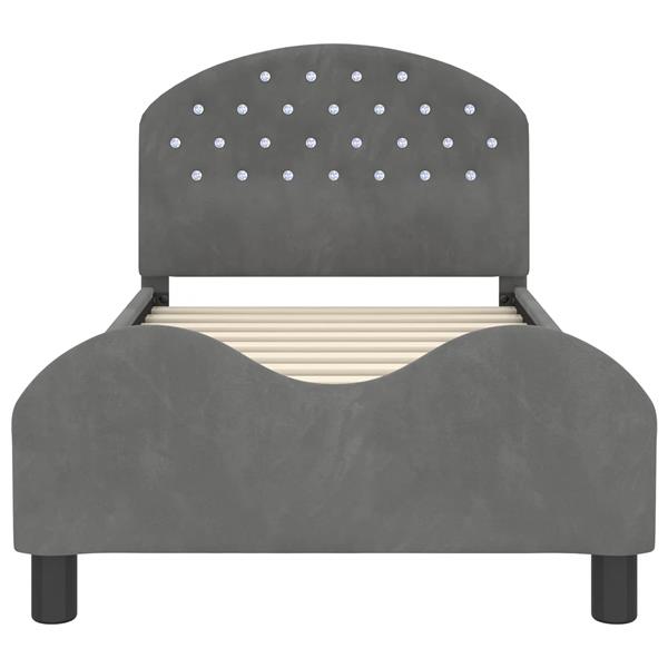 Grote foto vidaxl bedframe voor kinderen met hoofdbord donkergrijs 80 x 160 cm antiek en kunst stoelen en banken