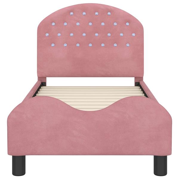 Grote foto vidaxl peuterbedframe met hoofdbord roze 70 x 140 cm fluweel antiek en kunst stoelen en banken
