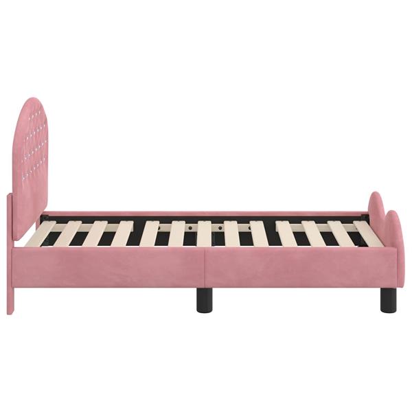 Grote foto vidaxl peuterbedframe met hoofdbord roze 70 x 140 cm fluweel antiek en kunst stoelen en banken