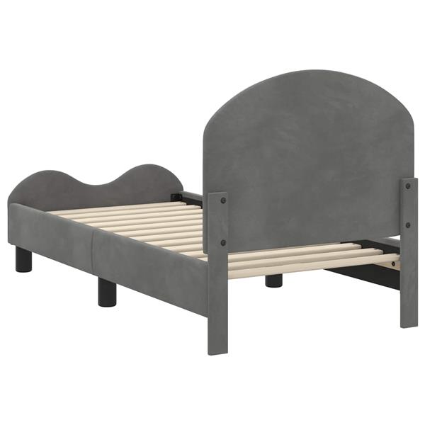 Grote foto vidaxl peuterbedframe met hoofdbord donkergrijs 70 x 140 cm fluweel antiek en kunst stoelen en banken