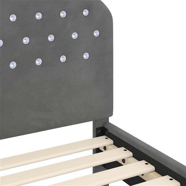 Grote foto vidaxl peuterbedframe met hoofdbord donkergrijs 70 x 140 cm fluweel antiek en kunst stoelen en banken