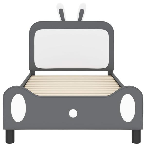 Grote foto vidaxl bedframe voor kinderen met hoofdbord lichtgrijs 90 x 200 cm pu antiek en kunst stoelen en banken