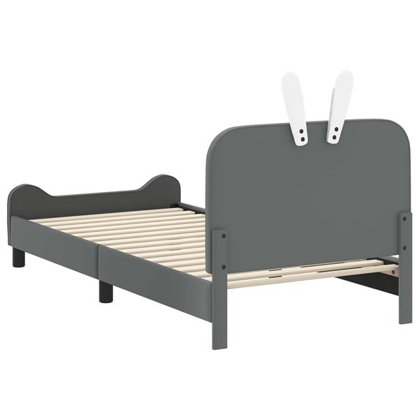 Grote foto vidaxl bedframe voor kinderen met hoofdbord lichtgrijs 90 x 200 cm pu antiek en kunst stoelen en banken