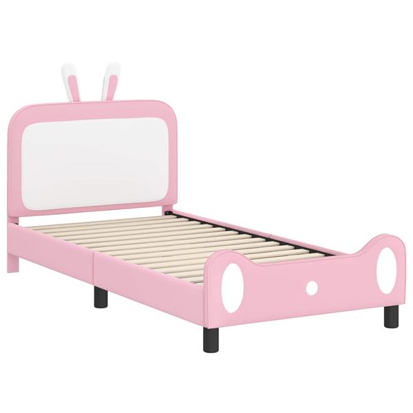 Grote foto vidaxl bedframe voor kinderen met hoofdbord roze 90 x 190 cm pu antiek en kunst stoelen en banken